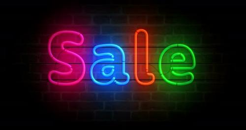 Videohive - Sale neon on brick wall loop - 33188296 - 33188296