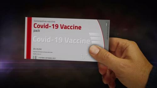 Videohive - Covid Vaccine doses box in hand abstract concept rendering - 33188403 - 33188403