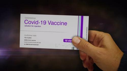 Videohive - Covid Vaccine doses box in hand abstract concept rendering - 33188404 - 33188404