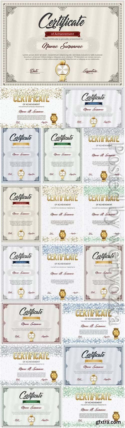 Vintage certificates and diplomas with ornaments in vector