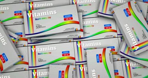 Videohive - Vitamin pills in packs distribution - 33059303 - 33059303