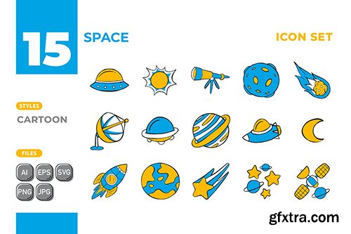 Space Icon Set (Cartoon Style) #01 2WJCFF2