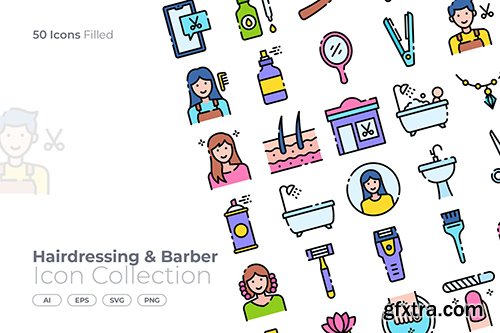 Hairdressing and Barber Filled Icon KWR9QH9