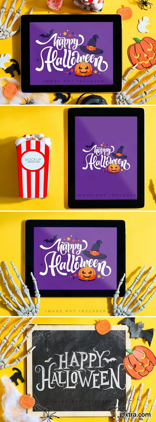 Halloween tablet mockups set