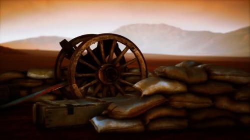 Videohive - Gun Behind Sandbags During the U - 33134343 - 33134343