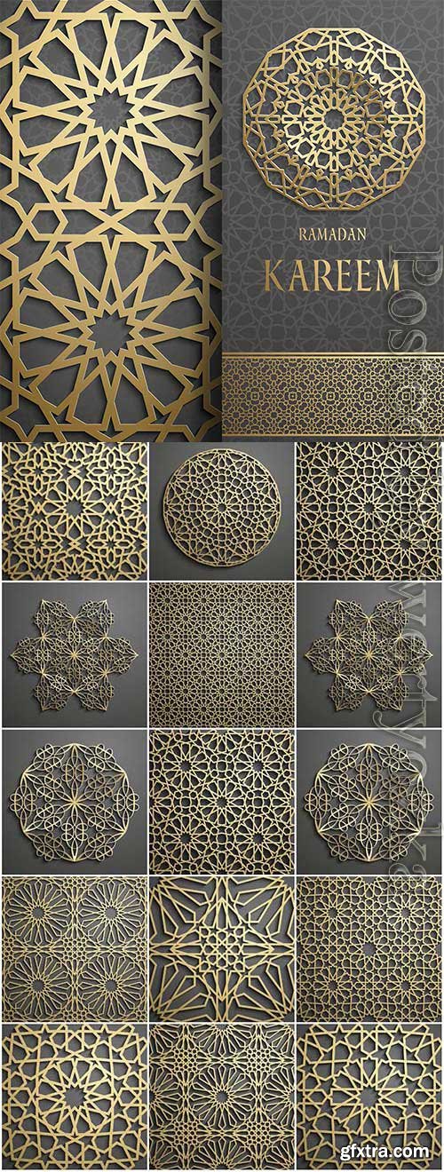 Islamic golden patterns, ramadan in vector