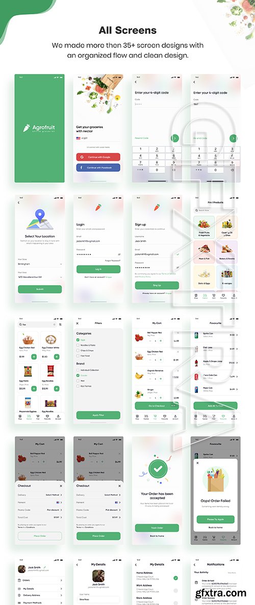 Agrofruit | Groceries App UI Kit