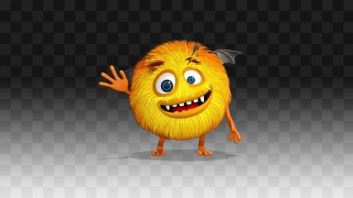 Videohive - Furry Monster Harry stands and greets with his hand - 33139848 - 33139848