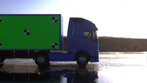 Videohive - Truck, trailer on the road, highway. Simple Green Screen Tracking - 33166877 - 33166877