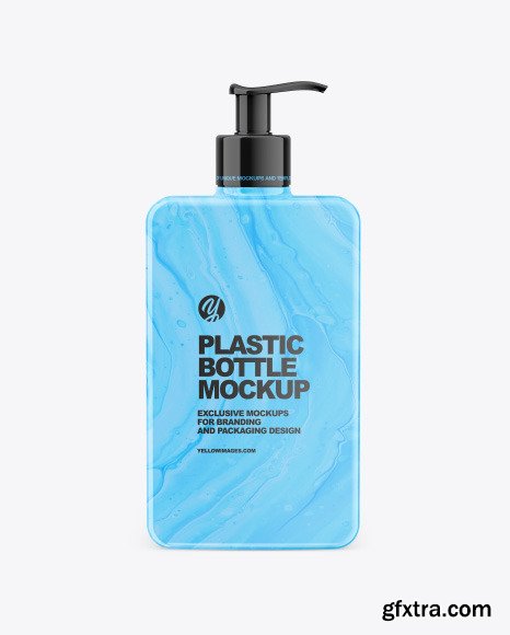 Plastic Square Bottle with Pump Mockup 86532