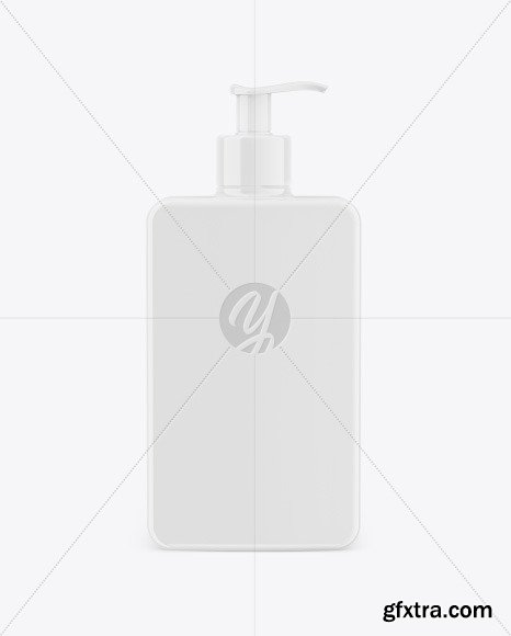 Plastic Square Bottle with Pump Mockup 86532