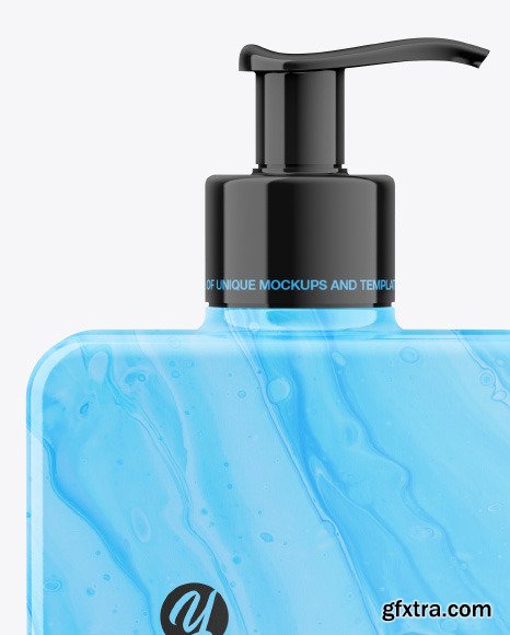 Plastic Square Bottle with Pump Mockup 86532