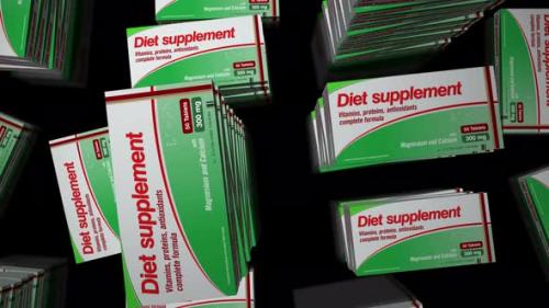 Videohive - Diet supplement pills in packs procurement loop - 33216327 - 33216327