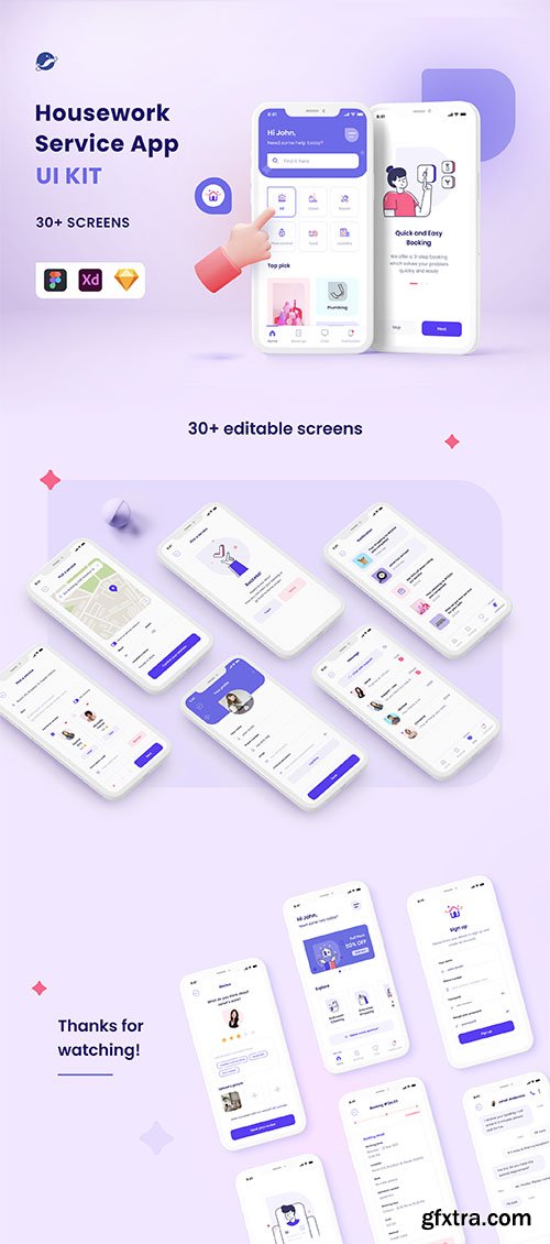 Housework Service App UI Kit