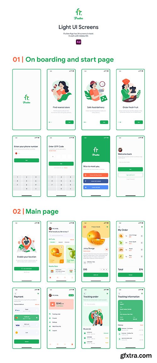 Fruitee - Fresh Fruit Shopping App UI Kit