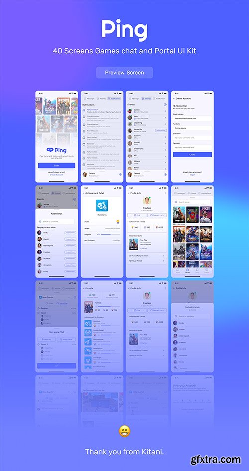 PING - Games Chat and Portal App UI Kit