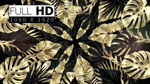 Videohive - Black And Golden Tropical Leaves Background 03 - 33225347 - 33225347