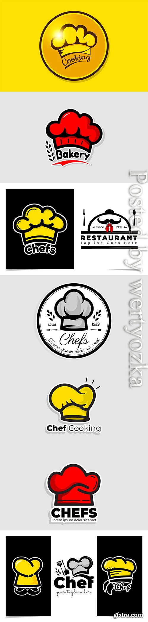 Chef hat logo template, vector restaurant logo design inspiration