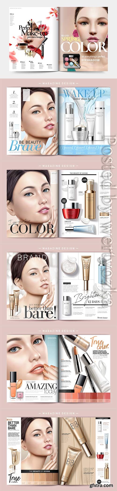 Skin care magazine vector template