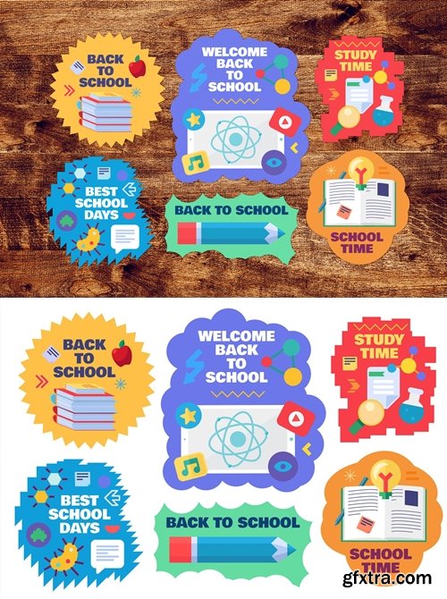 Back To School Flat Stickers Set