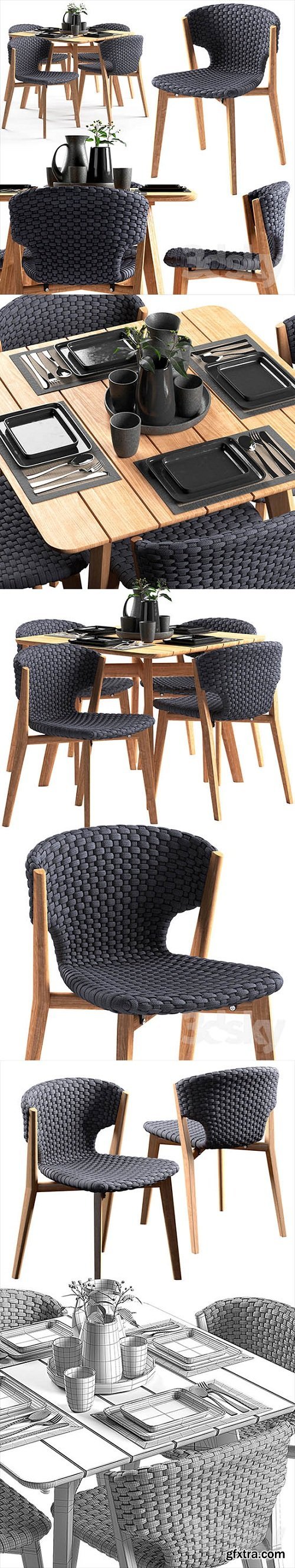 Ethimo Knit dining chair and square table