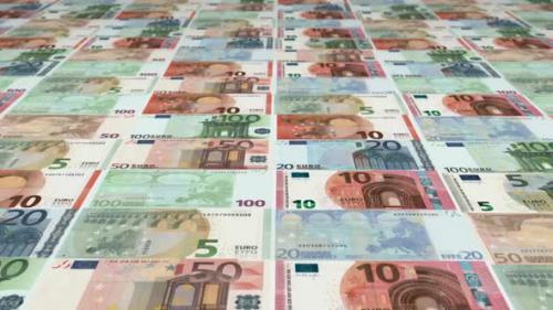 Videohive - Animated background showing a large set of Euro banknotes sliding by - 33227119 - 33227119