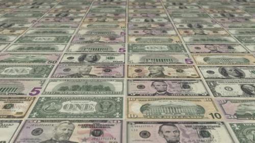 Videohive - Animated background showing a large set of US Dollar banknotes sliding by - 33227156 - 33227156