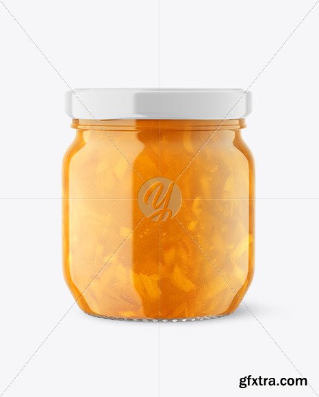 Glass Jar with Orange Jam Mockup 86569