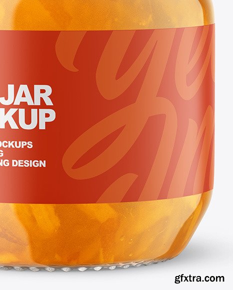 Glass Jar with Orange Jam Mockup 86569