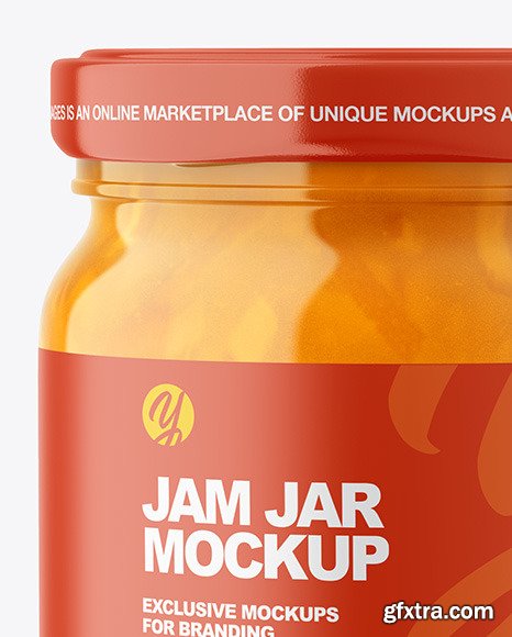 Glass Jar with Orange Jam Mockup 86569