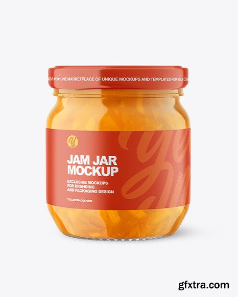 Glass Jar with Orange Jam Mockup 86569