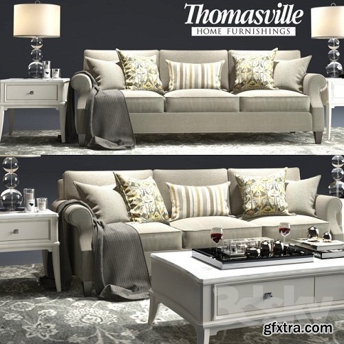 Thomasville Tawny Sofa Manuscript Cocktail Table