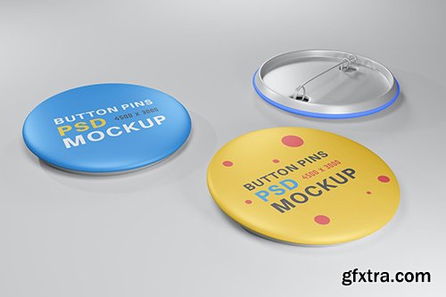 Realistic buttons pin design mockup NSM62KZ