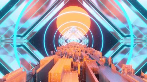 Videohive - Seamless Loop of Cyber City in Space - 33236516 - 33236516