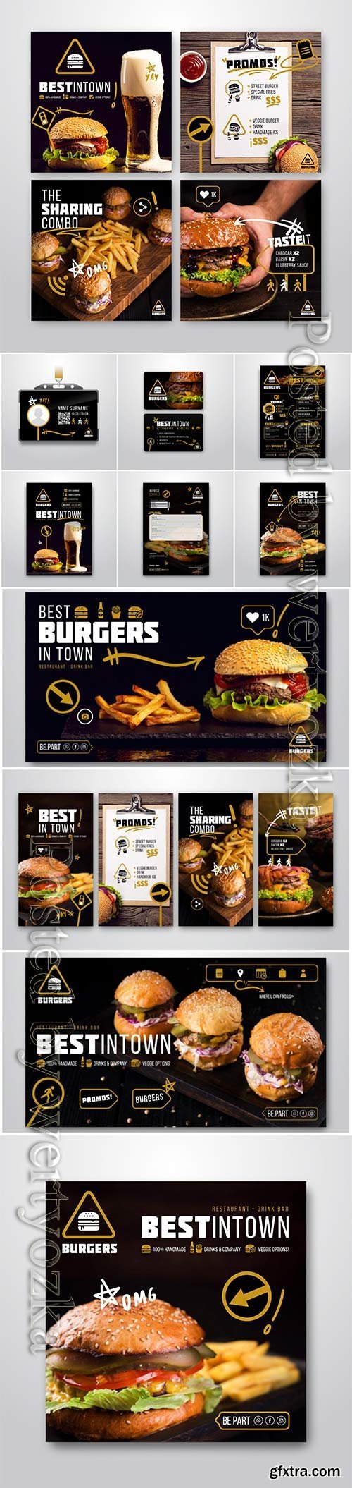 Burger restaurant flyer vector template