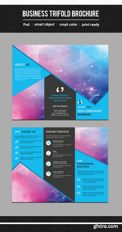 Business Brochure Layout with Blue Diagonal Borders 2 132454619