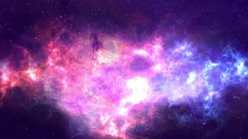 Videohive - Night sky space background with nebula and stars - 33207315 - 33207315