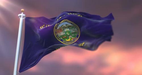 Videohive - Flag of Bridgeport at Sunset, Connecticut, United States - 33246373 - 33246373