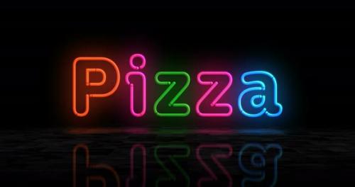 Videohive - Pizza symbol glowing neon 3d lights - 33257110 - 33257110