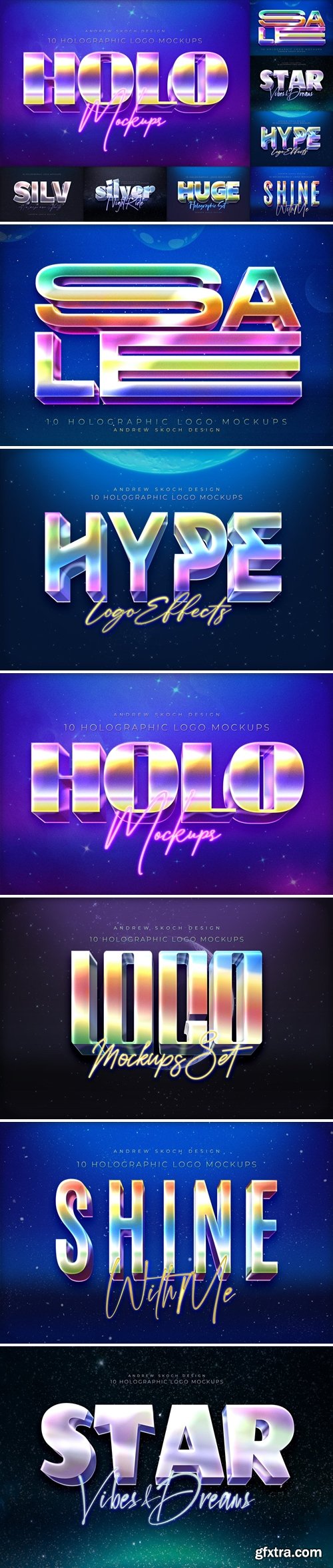 10 Holographic Logo Mockups