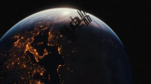 Videohive - International Space Station in Outer Space Over the Planet Earth Orbit - 33259370 - 33259370