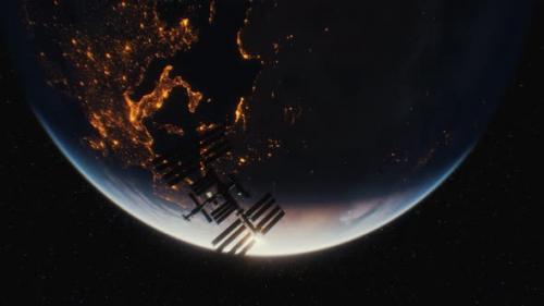 Videohive - International Space Station in Outer Space Over the Planet Earth Orbit - 33259412 - 33259412