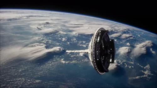 Videohive - Futuristic Space Satellite Orbiting the Earth - 33259467 - 33259467