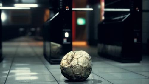 Videohive - Old Soccer Ball in Empty Subway - 33259585 - 33259585