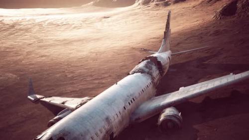 Videohive - Abandoned Crushed Plane in Desert - 33259760 - 33259760