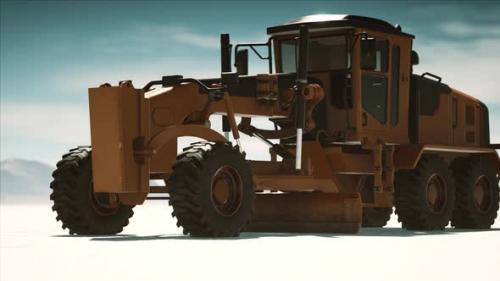 Videohive - Road Grading Machine on the Salt Desert Road - 33260257 - 33260257