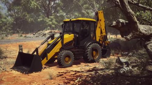 Videohive - Excavator Tractor in Bush Forest - 33260288 - 33260288