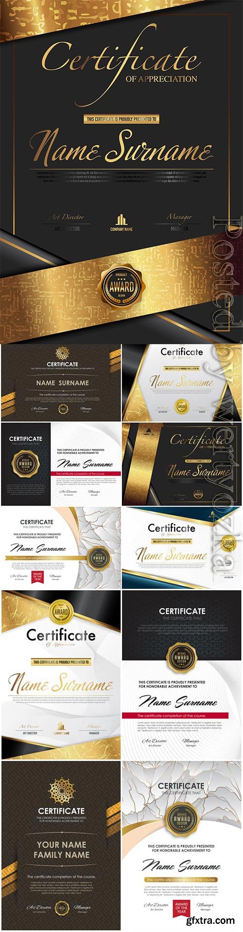 Luxury diplomas and certificates in vector