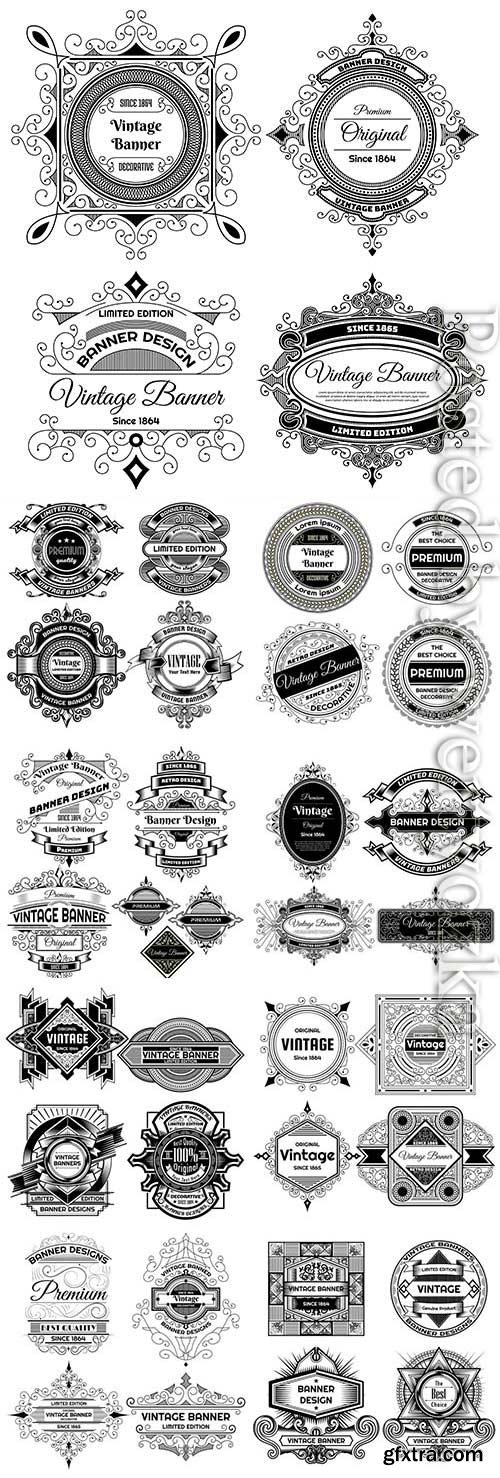 Retro labels on white background in vector