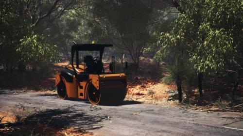 Videohive - Road Roller Tractor in the Forest - 33260346 - 33260346